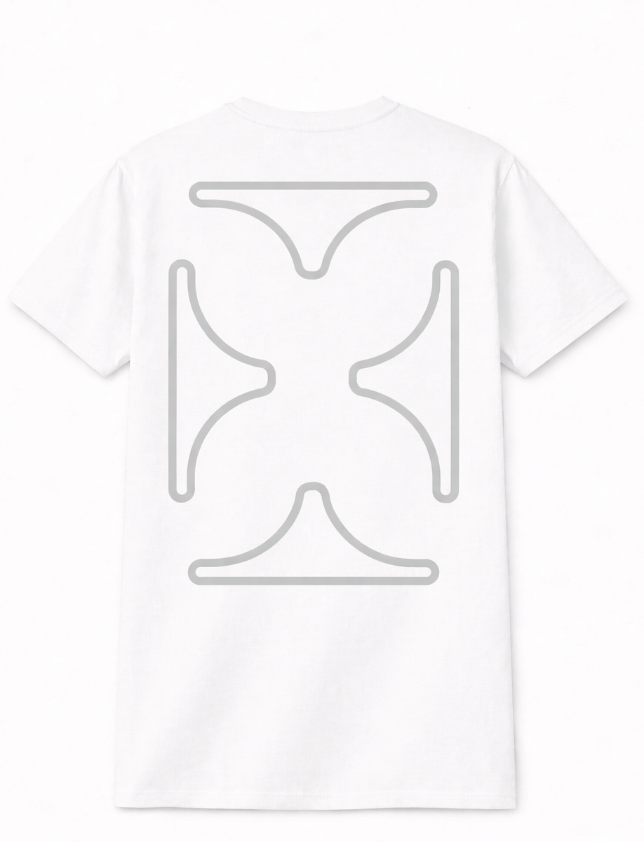 Mens White and Grey Graphic T Shirt