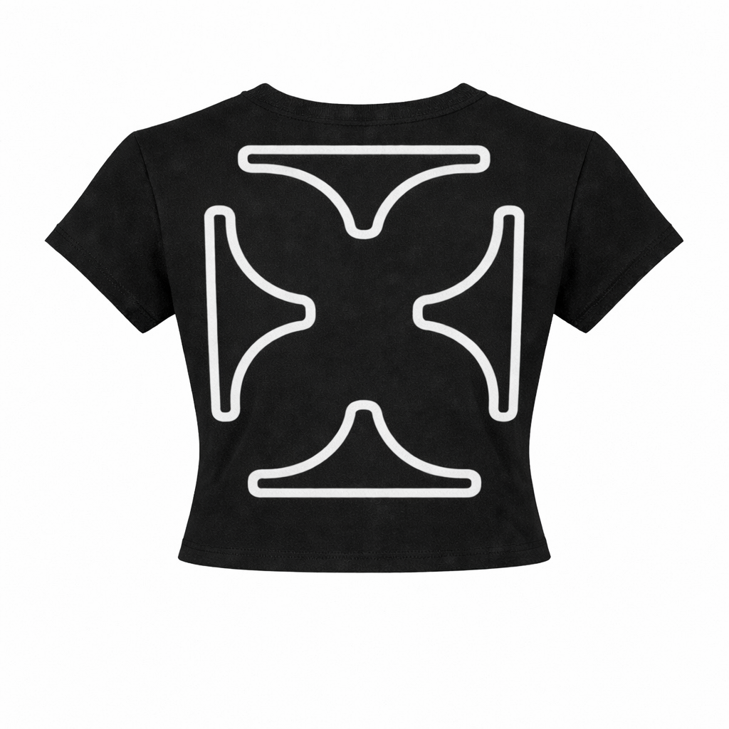 Women’s Pink and White Graphic Black crop top