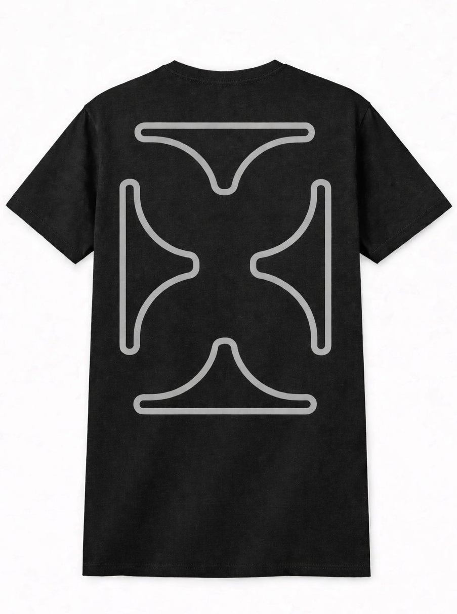 Mens Grey on Light Grey Graphic Black T shirt