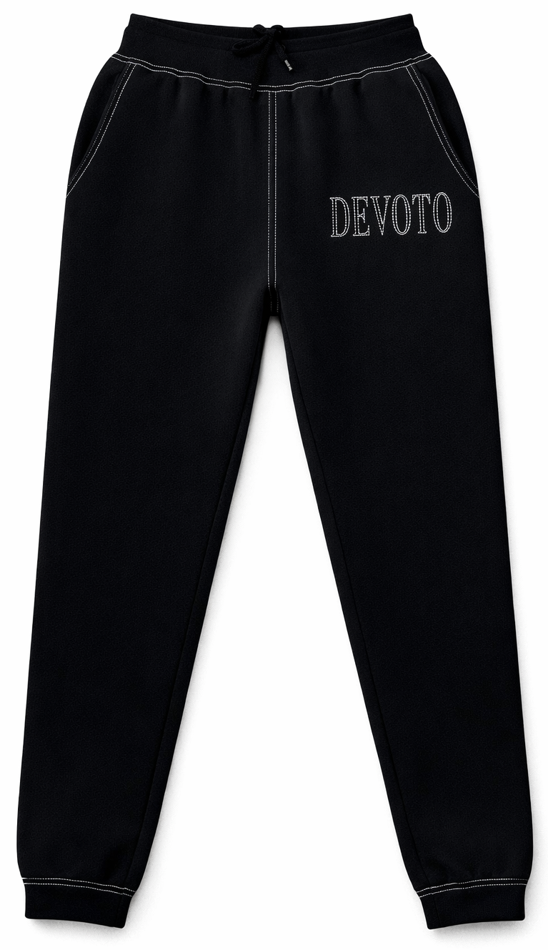 Contrast Stitch Hooded Tracksuit - Black Full Set