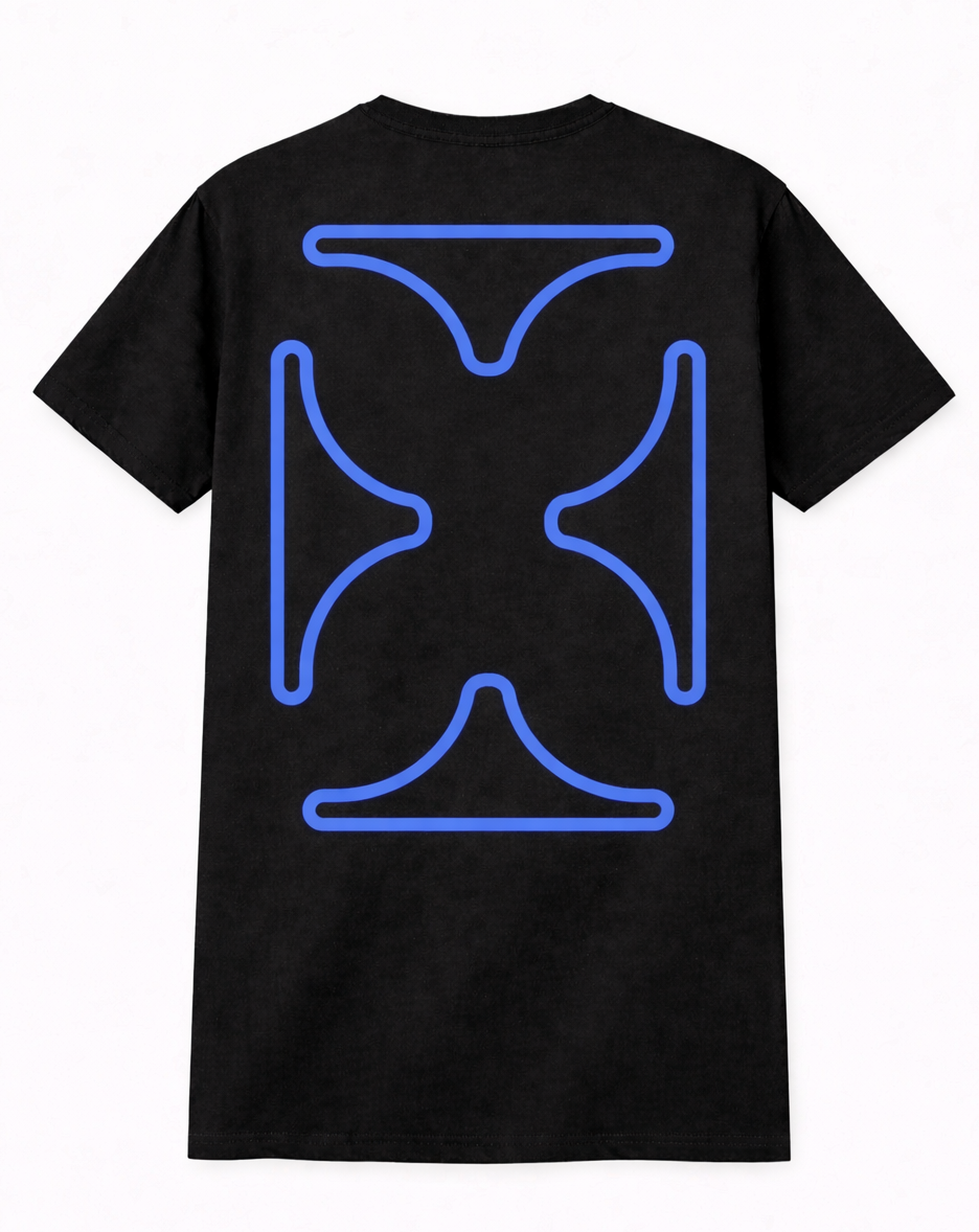 Mens Dark Grey/ Night Blue Graphic Black T shirt