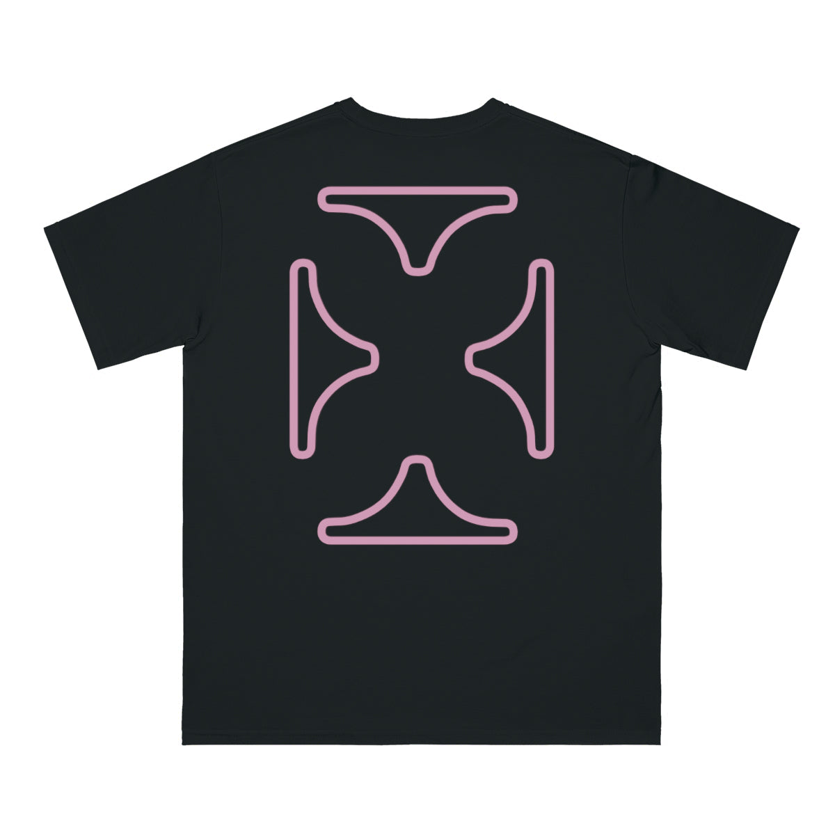 Back of Black Devoto T- shirt with Pink graphic